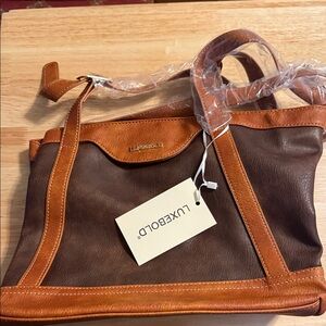 Luxebold Brown and Tan Leather Women's Bag